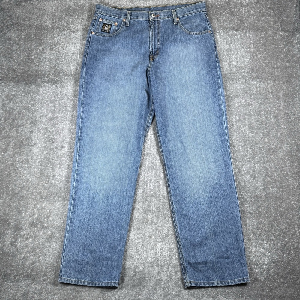 Cinch Jeans Men's 36x32 Blue Denim High Rise Loose Fit Straight Leg Western